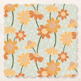 Pretty retro muted 1970s flowers kartonnen onderzetters