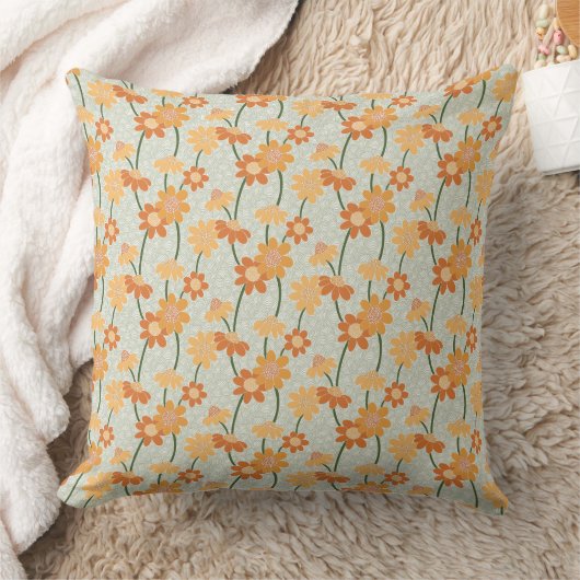 Pretty retro muted 1970s Flowers Kussen (Deken)