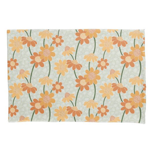 Pretty retro muted 1970s flowers kussensloop (Voorkant-Links)
