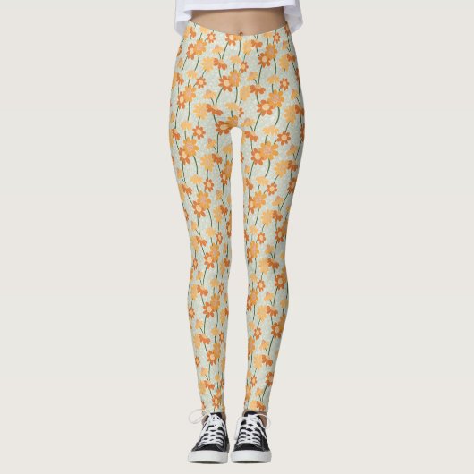 Pretty retro muted 1970s flowers leggings (Voorkant)