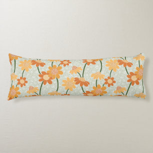 Pretty retro muted 1970s flowers lichaamskussen