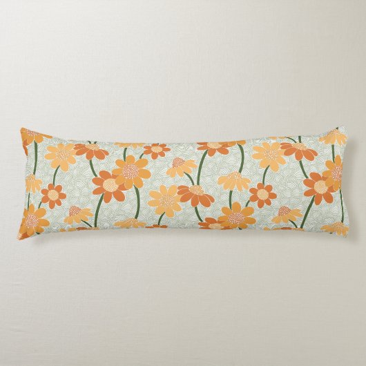 Pretty retro muted 1970s flowers lichaamskussen (Voorkant)