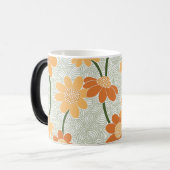 Pretty retro muted 1970s flowers magische mok (Voorkant links)