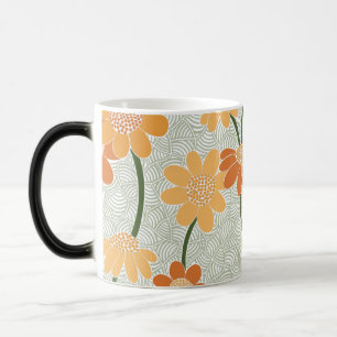 Pretty retro muted 1970s flowers magische mok