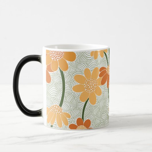 Pretty retro muted 1970s flowers magische mok (Links)