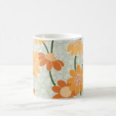 Pretty retro muted 1970s flowers magische mok (Center)