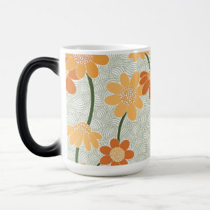 Pretty retro muted 1970s flowers magische mok