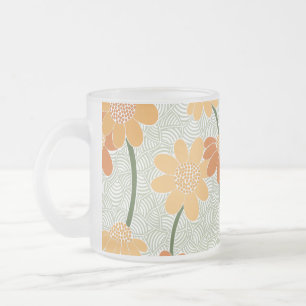 Pretty retro muted 1970s flowers matglas koffiemok