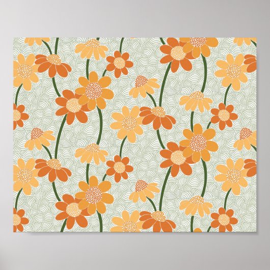 Pretty retro muted 1970s flowers poster (Voorkant)