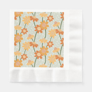 Pretty retro muted 1970s flowers servet