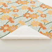 Pretty retro muted 1970s flowers sherpa deken (3/4)