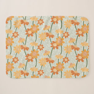 Pretty retro muted 1970s flowers sherpa deken