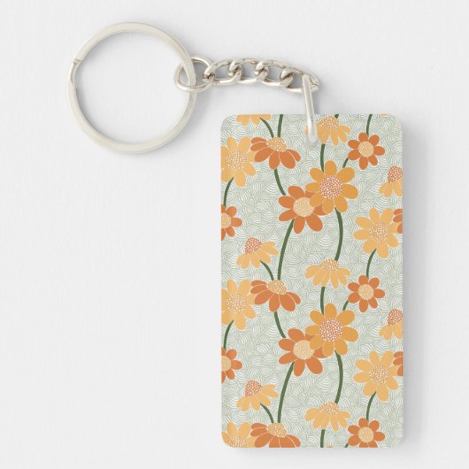 Pretty retro muted 1970s flowers sleutelhanger (Voorkant)