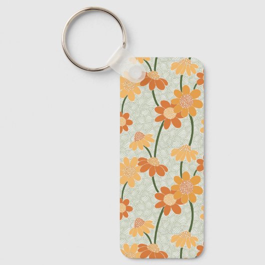 Pretty retro muted 1970s flowers sleutelhanger (Voorkant)
