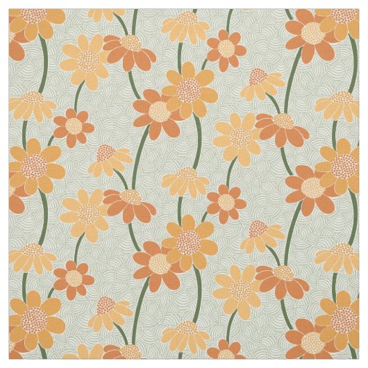 Pretty retro muted 1970s flowers stof (Swatch)