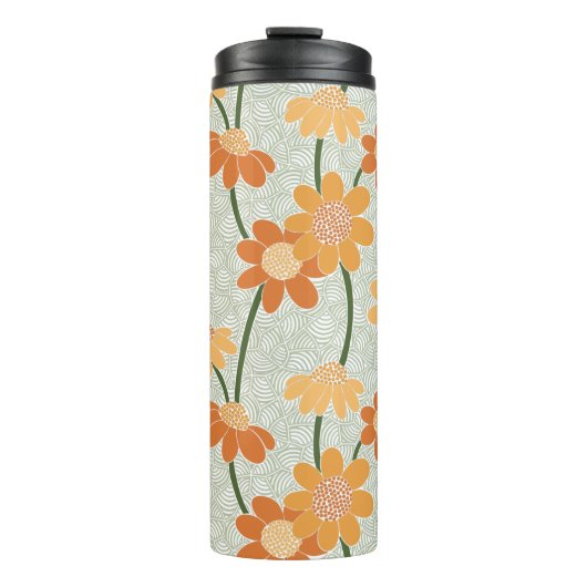 Pretty retro muted 1970s flowers thermosbeker (Voorkant)