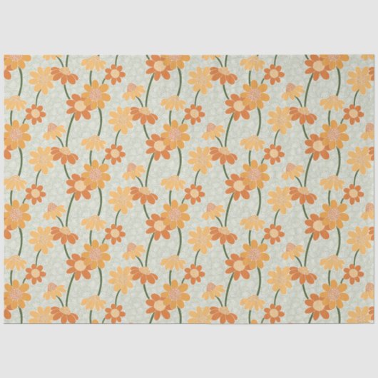 Pretty retro muted 1970s flowers tissuepapier (Voorkant)