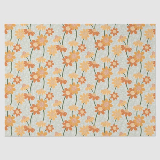 Pretty retro muted 1970s flowers tissuepapier (Voorkant)