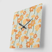 Pretty retro muted 1970s flowers vierkante klok (Hoek)