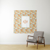 Pretty retro muted 1970s flowers wandkleed (In Situ (horizontaal))