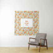 Pretty retro muted 1970s flowers wandkleed (In situ)
