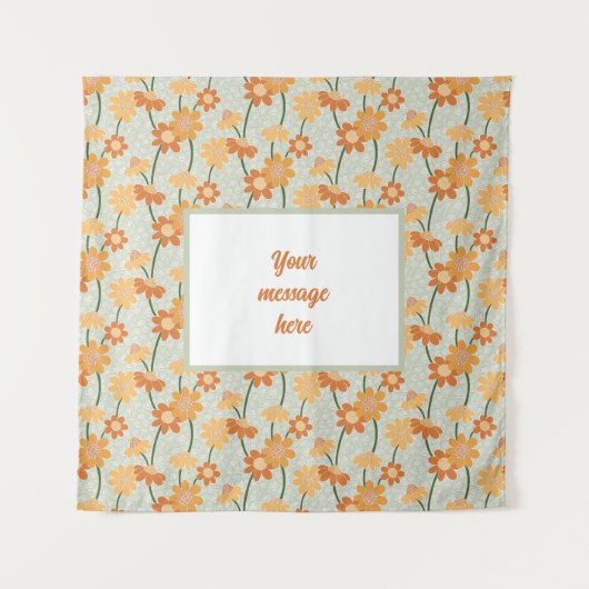 Pretty retro muted 1970s flowers wandkleed (Voorkant)