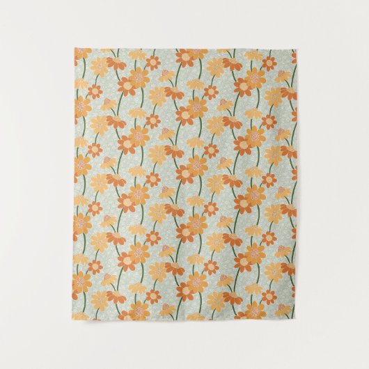 Pretty retro muted 1970s Flowers Wandkleed (Voorkant)