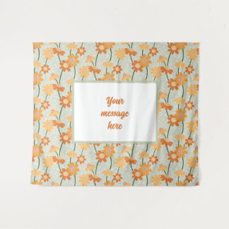 Pretty retro muted 1970s flowers wandkleed