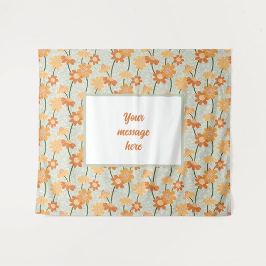 Pretty retro muted 1970s flowers wandkleed (Voorkant (horizontaal))