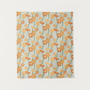 Pretty retro muted 1970s Flowers Wandkleed