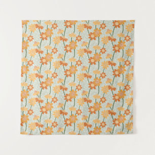 Pretty retro muted 1970s Flowers Wandkleed