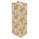 Pretty retro muted 1970s flowers wijn cadeautas (Achterkant Gekanteld)