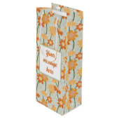 Pretty retro muted 1970s flowers wijn cadeautas (Voorkant Gekanteld)