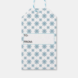 Pretty retro sneeuwvlok patroon blues waterverf cadeaulabel