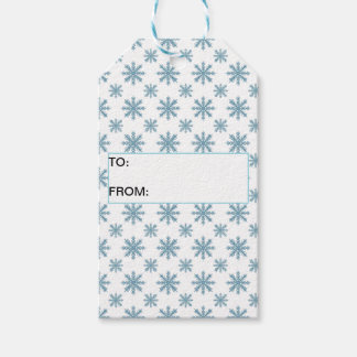Pretty retro snowflake pattern blues watercolor cadeaulabel