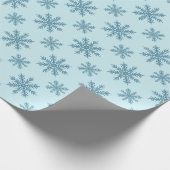 Pretty retro snowflake pattern blues watercolor cadeaupapier (Hoek)