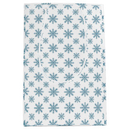 Pretty retro snowflake pattern blues watercolor medium cadeauzakje