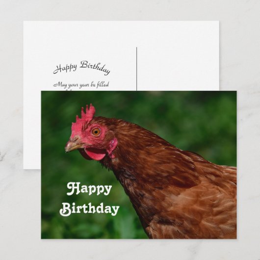 Pretty Rode Kippengezicht Foto Verjaardag Briefkaart (Voorkant / Achterkant)