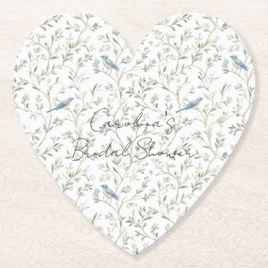 Pretty Romantic Blue Birds Bridal Shower Kartonnen Onderzetters (Voorkant)