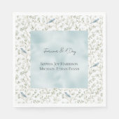 Pretty Romantic Blue Birds Leaves Wedding Servet (Voorkant)