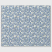 Pretty Romantic Blue Cream Flowers Bridal Shower Cadeaupapier (Vlak)