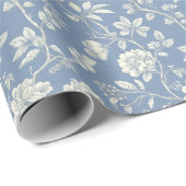 Pretty Romantic Blue Cream Flowers Bridal Shower Cadeaupapier (Rol Hoek)