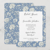 Pretty Romantic Blue Cream Flowers Bridal Shower Kaart (Voorkant / Achterkant)