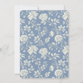 Pretty Romantic Blue Cream Flowers Bridal Shower Kaart (Achterkant)