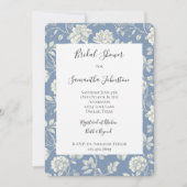Pretty Romantic Blue Cream Flowers Bridal Shower Kaart (Voorkant)