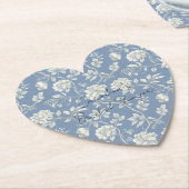 Pretty Romantic Blue Cream Flowers Bridal Shower Kartonnen Onderzetters (Gekanteld)