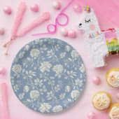 Pretty Romantic Blue Cream Flowers Bridal Shower Papieren Bordje (Feest)