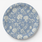 Pretty Romantic Blue Cream Flowers Bridal Shower Papieren Bordje (Voorkant)