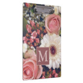 Pretty Romantic Flower Bouquet Monogram Klembord (Rechts)