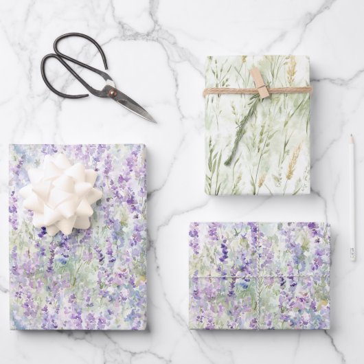 Pretty Romantic Purple Flowers Bridal Shower Inpakpapier Vel (Voorkant)